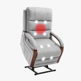 Power Lift Recliner Chair for Elderly, Recliner chair with Massage & Heat, Electric Leather Lift Recliner Chair for Living Room with Side Pocket,