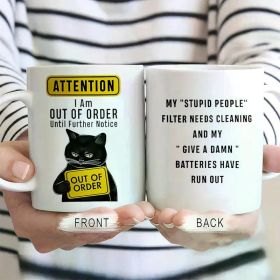 1pc, Cute Black Cat Coffee Mug, Follow Me Broken Water Mug, 11 Oz Ceramic Coffee Mug, Wine Set, Birthday Gift,