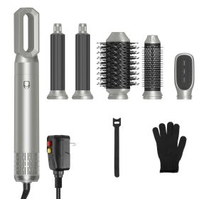 6 In 1 Hot Air Styler Volumizer Straightener Curler Dryer Automatic Wrap Styler Hair Dryer Brush Set with 3 Temp Settings ALCI Plug Glove Cable Zip Ti