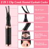 2 In 1 Clip Comb Heated Eyelash Curler Electric Mini Lash Curler Natural Eye Lash Makeup Tool with 3 Temp Settings 10Mins Shutdown