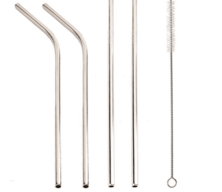 Colourful Reusable Stainless Steel Straws (Option: Professional Skin care: SILVER-STRAIGHT.BENT)