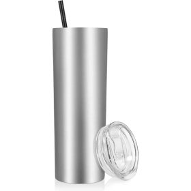 Stainless Steel Skinny Tumbler, 20 Oz Vacuum Insulated Tumbler With Lid And Straw, Double Wall Coffee Cup, Travel Mug For Cold Hot Drinks, Stainl (Option: Professional Skin care: Stainless Steel)
