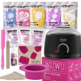Waxing Kit WUWUVISTA 23 Items Hair Removal Wax Kit With Wax Warmer Waxing Beads For Face, Brazilian, Full Body, Bikini, Sensitiive Skin  Skin Sui (Option: Professional Skin care: Black-US Plug)