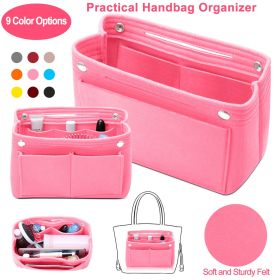 Felt Handbag Insert Organizer Purse Tote Shaper Bag in Bag Cosmetic Bag Handbag Purse Organizer (Option: Professional Skin care: Pink)