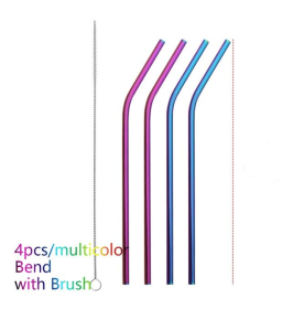 Colourful Reusable Stainless Steel Straws (Option: Professional Skin care: Multicolor-BEND)