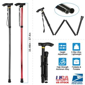 Walking Cane Aluminum Alloy Walking Stick Adjustable Folding Travel Hiking Stick Anti-Slip (Option: Professional Skin care: Black)
