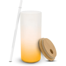 Sublimation Frosted Glass Tumbler 18 Oz, Orange (Color: Orange)