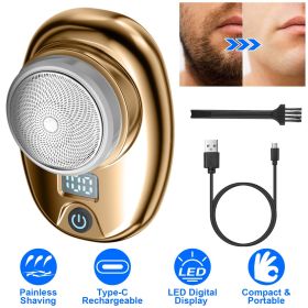 Portable Electric Shaver with LED Digital Display Type-C Rechargeable Electric Razor for Men Electric Beard Trimmer for Home Office Travel Car (Option: Professional Skin care: Gold)