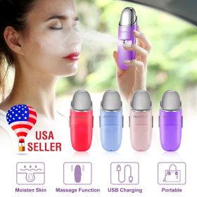 Nano Facial Mister Nano Cool Mist Facial Sprayer Portable Handy Face Steamer Moisturizing Massager USB Charge (Option: Professional Skin care: Lightblue)