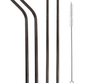 Colourful Reusable Stainless Steel Straws (Option: Professional Skin care: BALCK-STRAIGHT.BENT)