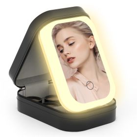 Portable Travel Makeup Bag With LED Mirror Rechargeable Beauty Mirror With 3 Color Light Dimmable Brightness Waterproof Cosmetic Bag With 4 Compartmen (Option: Professional Skin care: Black)