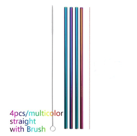 Colourful Reusable Stainless Steel Straws (Option: Professional Skin care: Multicolor-STRAIGHT)