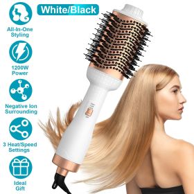 4 In 1 Hair Dryer Brush Curling Brush Hair Styler Volumizer Straightener Negative Ion Anti-frizz Hot-Air Hair Brush for All Hair Types Black White (Option: Professional Skin care: White)