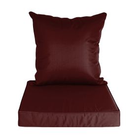 Outdoor Seat Cushion Set Waterproof Patio Furniture Cushion and Back Pillow Fade Resistant Deep Seat Set Chair Pad with Removable Cover for Chair Sofa (Option: Professional Skin care: JujubeRed)