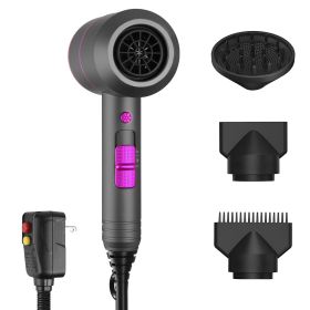 1800W Hair Dryer Portable Compact Hair Blow Dryer with Cool/Warm/Hot Wind with Diffuser Concentrator/Comb Nozzle ALCI Plug Overheat Protection for Wom (Option: Professional Skin care: Grey)
