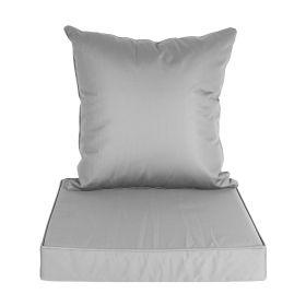 Outdoor Seat Cushion Set Waterproof Patio Furniture Cushion and Back Pillow Fade Resistant Deep Seat Set Chair Pad with Removable Cover for Chair Sofa (Option: Professional Skin care: SilverGrey)