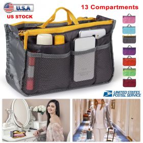 Women Lady Travel Insert Handbag Organiser Makeup Bags Toiletry Purse Liner w/Hand Strap (Option: Professional Skin care: Blue)