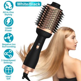 4 In 1 Hair Dryer Brush Curling Brush Hair Styler Volumizer Straightener Negative Ion Anti-frizz Hot-Air Hair Brush for All Hair Types Black White (Option: Professional Skin care: Black)