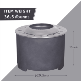 20.5 X 15 Dark GrayConcrete Texture Smokeless Fire Pit (Option: Professional Skin care: Concrete dark gray)