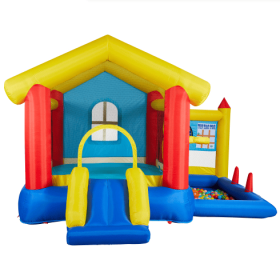 8 In 1 Inflatable Bounce House With Blower Basketball Hoop Ocean Balls Ring-toss Game Target And Sticky Ball Game For Kids (Option: Professional Skin care: Multicolor)