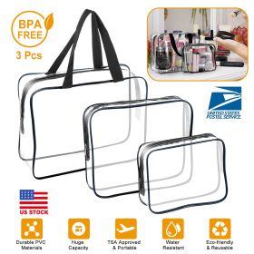 3Pcs Clear Travel Bags Waterproof Cosmetic Makeup Lotion Toiletry Wash Handbags Transparent Holder Pouch Kits For Swimming Travel Hotel (Option: Professional Skin care: Black)