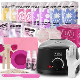 Waxing Kit WUWUVISTA 69 Items Hair Removal Wax Kit With Wax Warmer Waxing Beads For Face, Brazilian, Full Body, Bikini, Sensitiive Skin Skin Suit (Option: Professional Skin care: Black-US Plug)