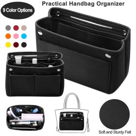 Felt Handbag Insert Organizer Purse Tote Shaper Bag in Bag Cosmetic Bag Handbag Purse Organizer (Option: Professional Skin care: Black)