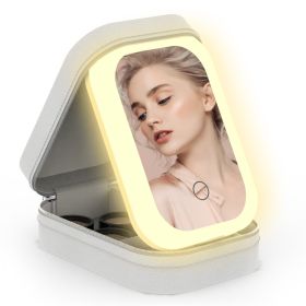 Portable Travel Makeup Bag With LED Mirror Rechargeable Beauty Mirror With 3 Color Light Dimmable Brightness Waterproof Cosmetic Bag With 4 Compartmen (Option: Professional Skin care: White)