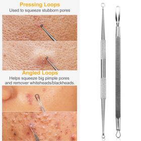 5 Pcs Blackhead Remover Kit Pimple Comedone Extractor Tool Set Stainless Steel Facial Acne Blemish Whitehead Popping Zit Removing for Nose Face Skin C (Option: Professional Skin care: White)