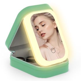 Portable Travel Makeup Bag With LED Mirror Rechargeable Beauty Mirror With 3 Color Light Dimmable Brightness Waterproof Cosmetic Bag With 4 Compartmen (Option: Professional Skin care: Green)