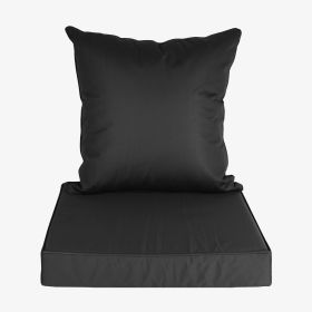 Outdoor Seat Cushion Set Waterproof Patio Furniture Cushion and Back Pillow Fade Resistant Deep Seat Set Chair Pad with Removable Cover for Chair Sofa (Option: Professional Skin care: Black)