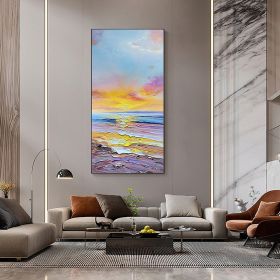 Hand Painted Oil Painting Large Hand Painted Beach Sunset Seascape Oil Painting On Canvas Art Textured Art Palette Knife Art Painting Living Room (style: 01, size: 100x150)