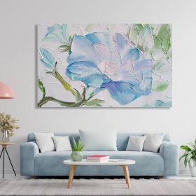 Hand Painted Oil Painting Large Art Abstract Blue Blooming Flower Oil Painting On Canvas Home Decor Wall Art Living Room Wall Decor Texture Art P (style: 01, size: 60X90cm)