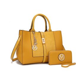 MKF Collection Yola Satchel Bag with Wallet Vegan Leather Women by Mia K (Color: Yellow, Material: Vegan Leather)