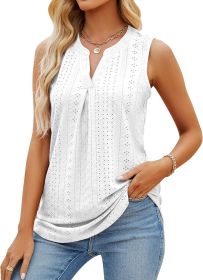 Sleeveless Tops for Women Dressy Casual Summer Blouses Trendy Eyelet Office Work Shirts (size: M)