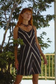 Vela Silk Slip Dress in Striped Shibori (size: S)