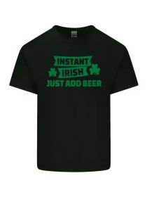 Instant Irish Add Beer St Patricks Day Mens Light Cotton T-ShirtComfortable & fashionable Couple Clothing (Color: Black, size: S)