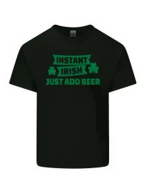 Instant Irish Add Beer St Patricks Day Mens Light Cotton T-ShirtComfortable & fashionable Couple Clothing (Color: Black, size: XXXL)