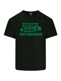 Instant Irish Add Beer St Patricks Day Mens Light Cotton T-ShirtComfortable & fashionable Couple Clothing (Color: Black, size: L)