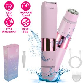 2 In 1 Bikini Trimmer for Women Dual Head Cordless Body Shaver IPX5 Waterproof Rechargeable Pubic Hair Razor Wet And Dry Use for Bikini Underarm Leg A (Option: Professional Skin care: Pink)