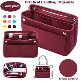 Felt Handbag Insert Organizer Purse Tote Shaper Bag in Bag Cosmetic Bag Handbag Purse Organizer (Option: Professional Skin care: RedWine)