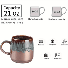 Large Ceramic Coffee Mug, 21 Oz, Gilt Reseda Big Tea Cup For Office And Home, Dishwasher And Microwave Safe (Option: Professional Skin care: Reseda)