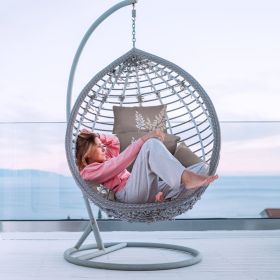Egg Chair Cushion Hanging Basket Seat Cushion Thicken Soft Egg Swing Chair Pad Hanging Egg Chair Cushion with Headrest (Option: Professional Skin care: Coffee_BeigeLeaf)