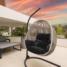 Egg Chair Cushion Hanging Basket Seat Cushion Thicken Soft Egg Swing Chair Pad Hanging Egg Chair Cushion with Headrest (Option: Professional Skin care: Black)