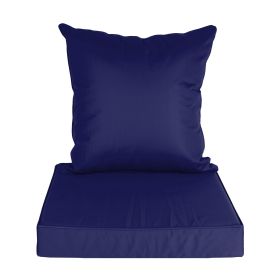 Outdoor Seat Cushion Set Waterproof Patio Furniture Cushion and Back Pillow Fade Resistant Deep Seat Set Chair Pad with Removable Cover for Chair Sofa (Option: Professional Skin care: DarkBlue)
