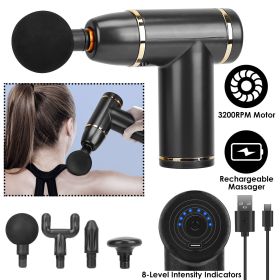 Percussion Massage Gun USB Type C Rechargeable Deep Tissue Vibration Massager Handheld Leg Body Cordless Massager w/ 4 Interchangeable Heads 8 Intensi (Option: Professional Skin care: Grey)